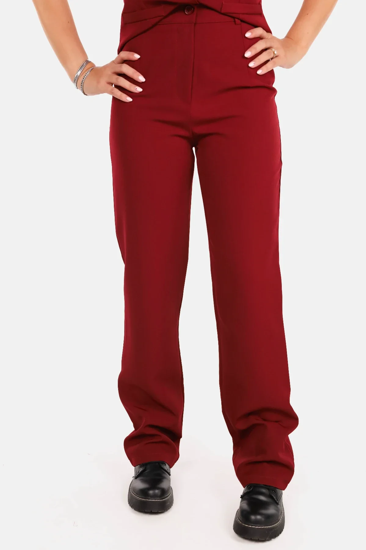 Pantalon basic straight bordeaux