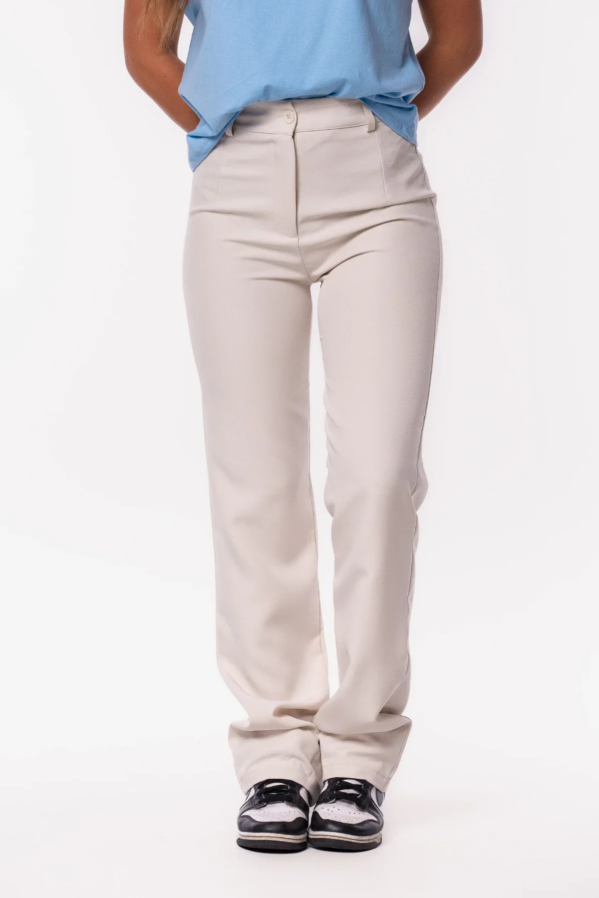 Pantalon basic straight creme