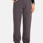 Pantalon basic straight donkergrijs