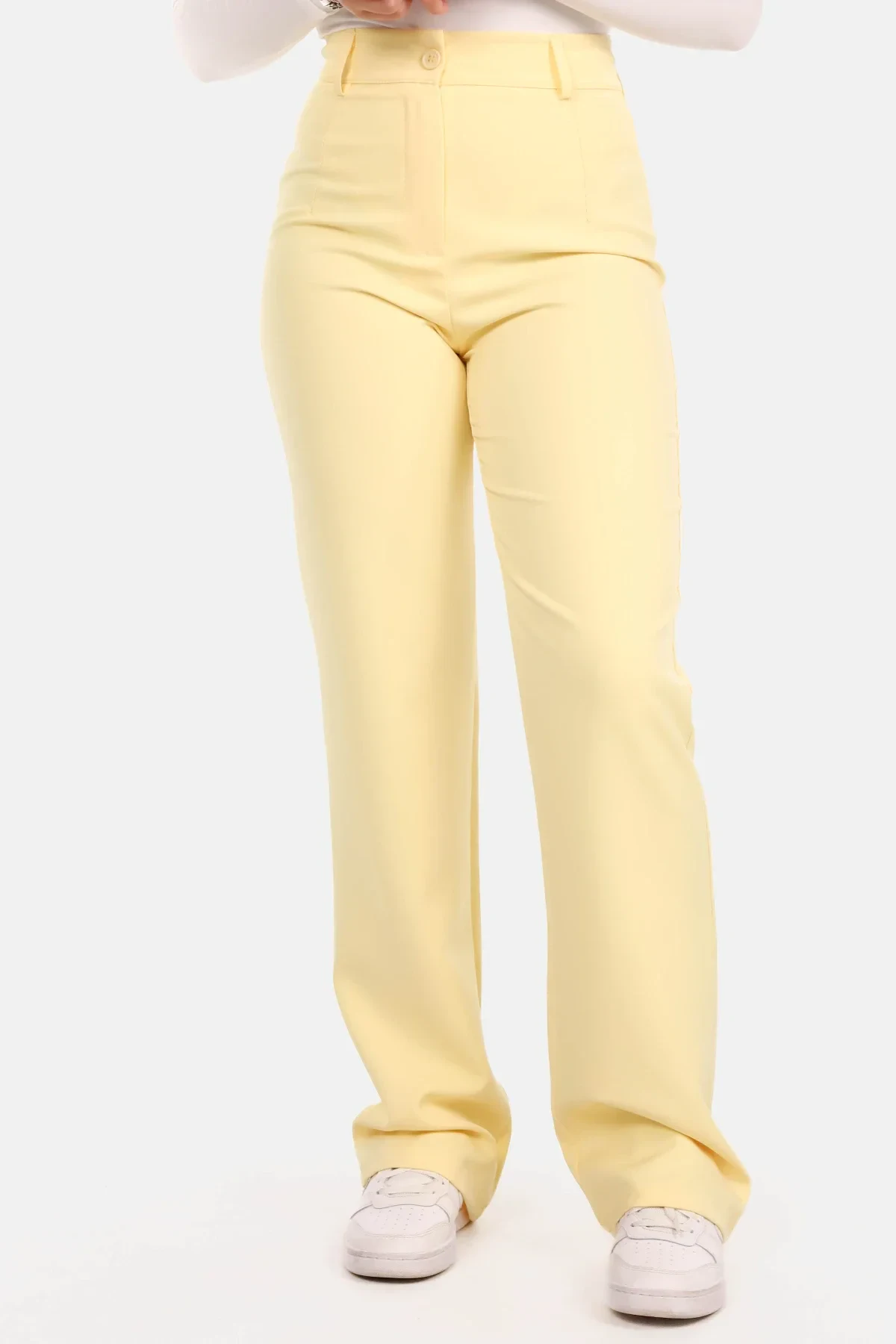 Pantalon basic straight geel