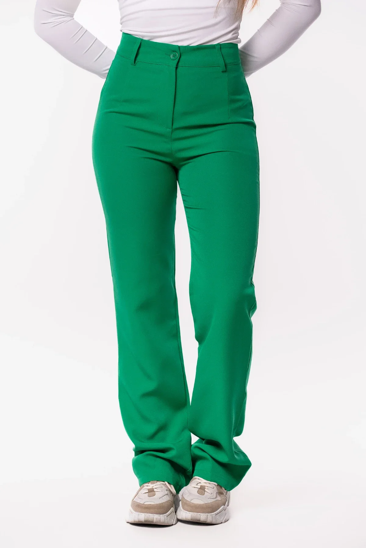 Pantalon basic straight groen