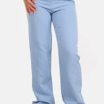 Pantalon basic straight lichtblauw
