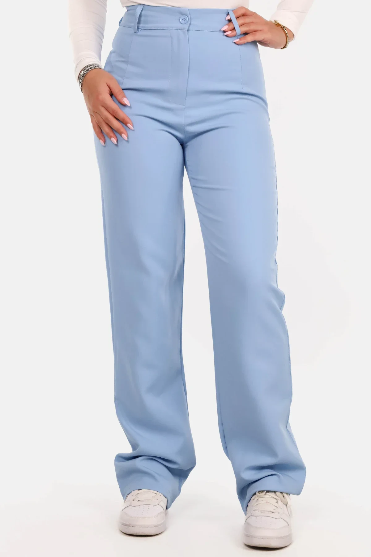 Pantalon basic straight lichtblauw