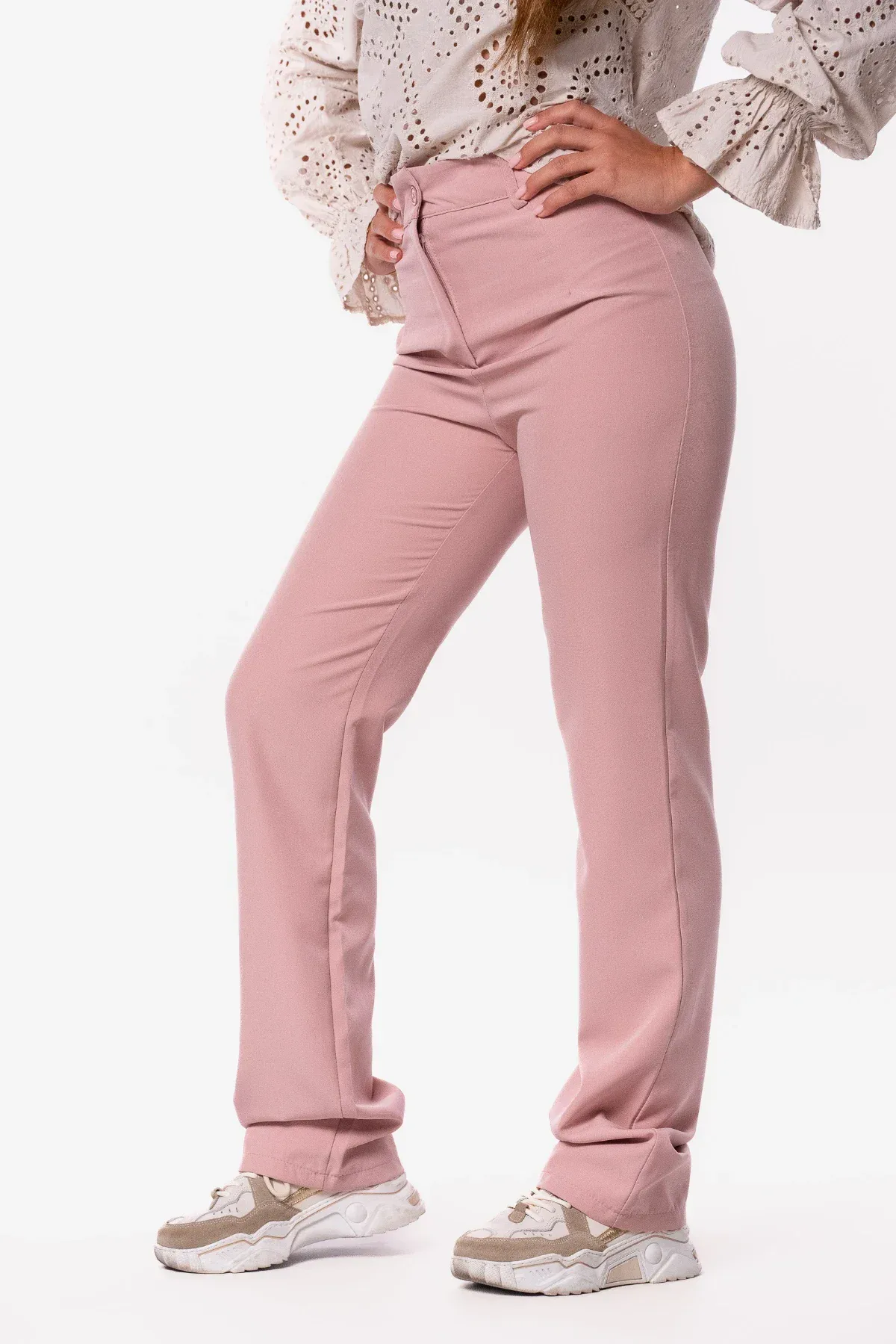 Pantalon basic straight oud roze