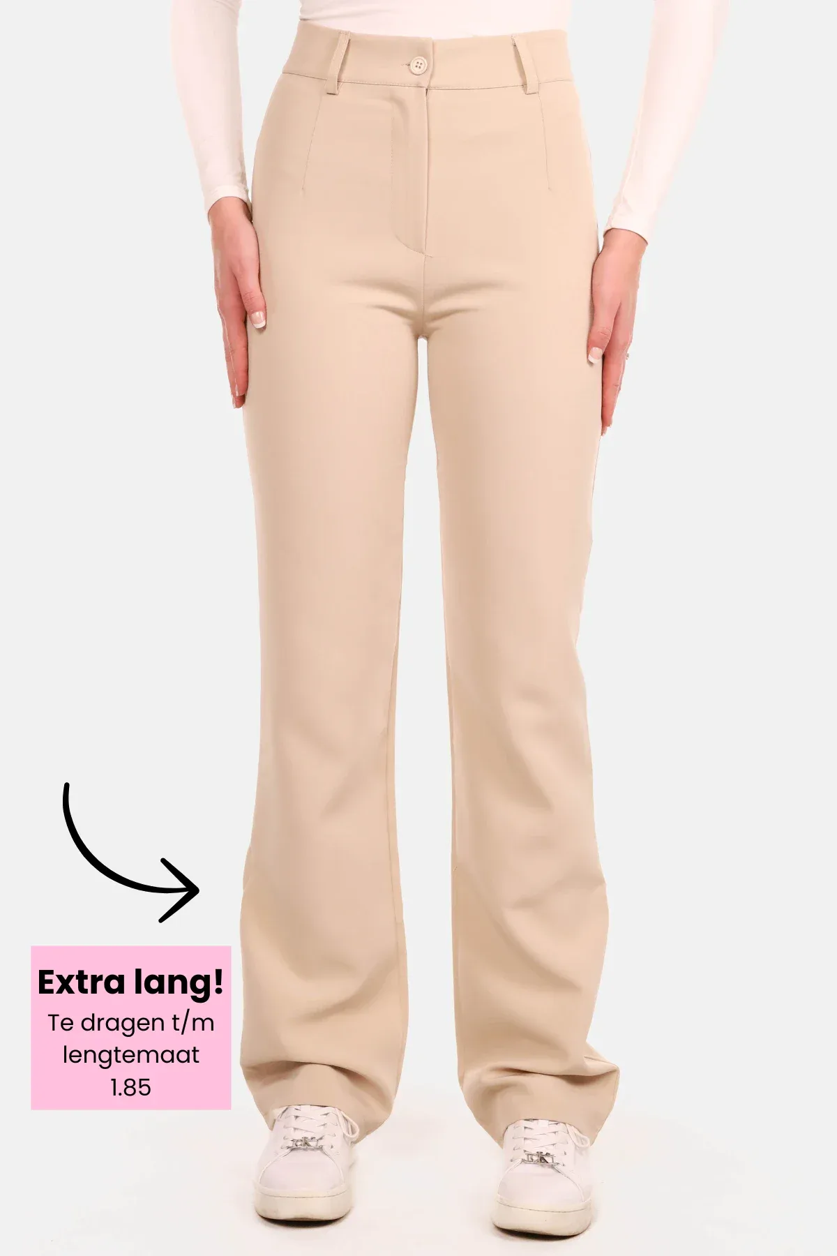 Pantalon basic straight tall beige