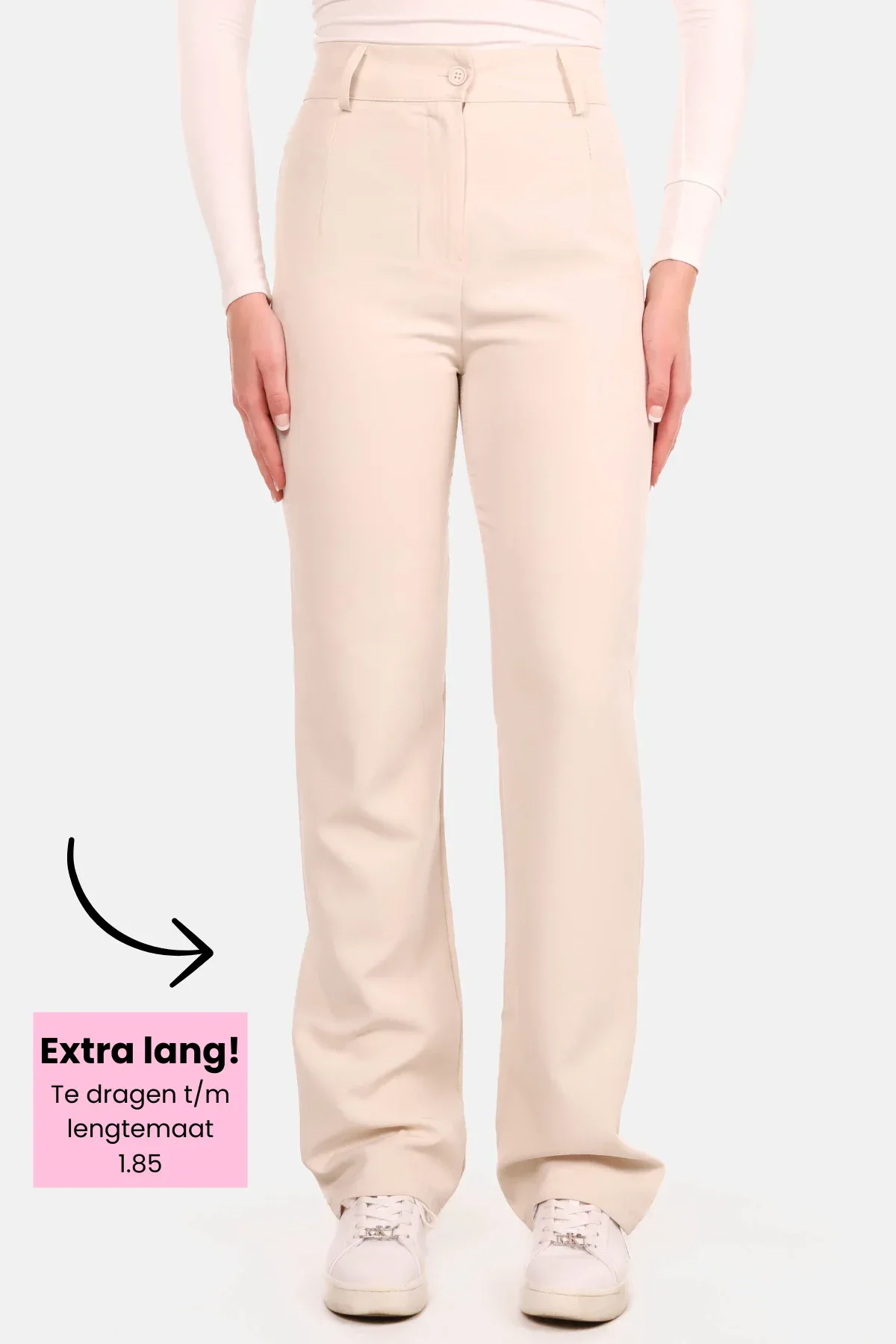 Pantalon basic straight tall creme