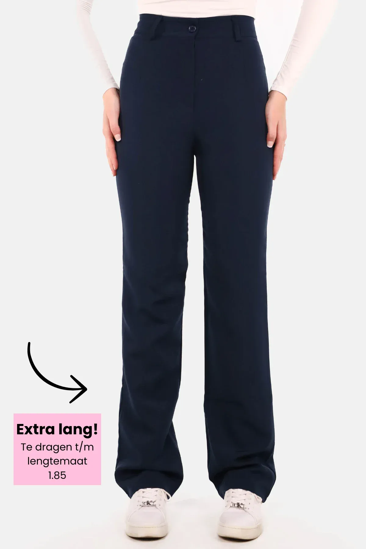 Pantalon basic straight tall donkerblauw