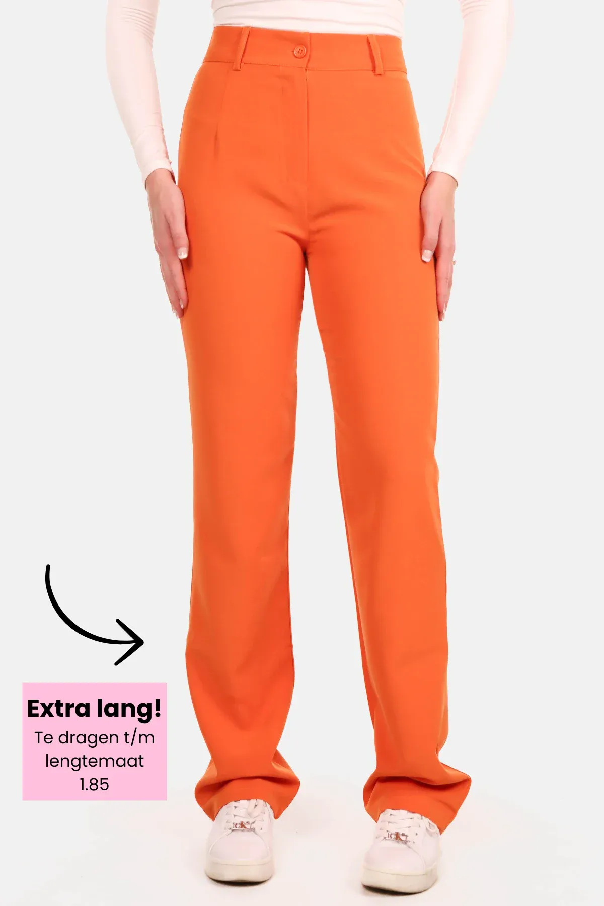 Pantalon basic straight tall oranje