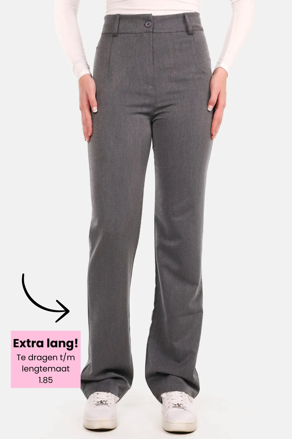 Pantalon basic straight tall washed grijs