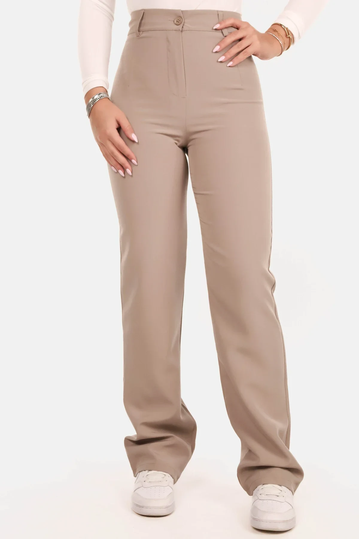 Pantalon basic straight taupe