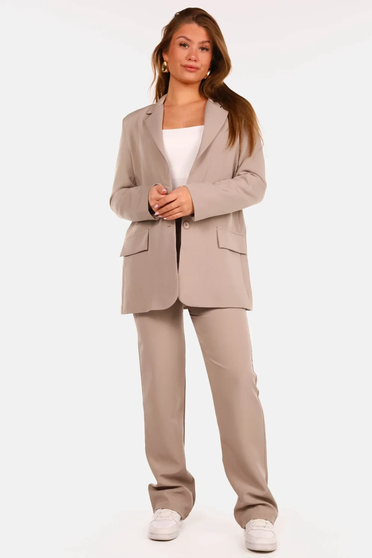 Pantalon basic straight taupe - Afbeelding 4