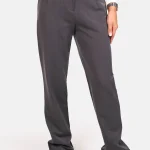 Pantalon basic straight washed donkergrijs