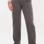 Pantalon basic straight washed grijs