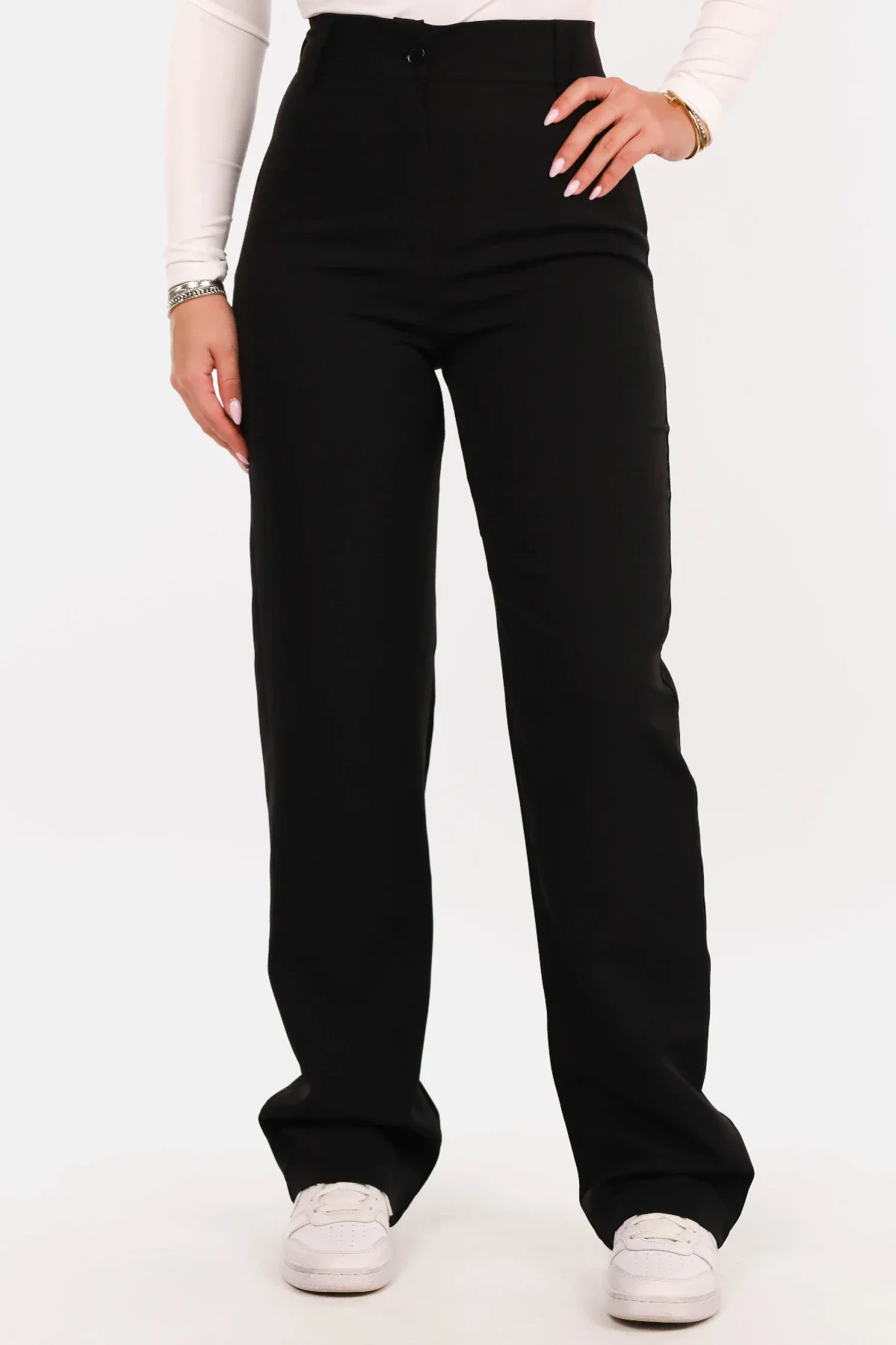 Pantalon basic straight zwart