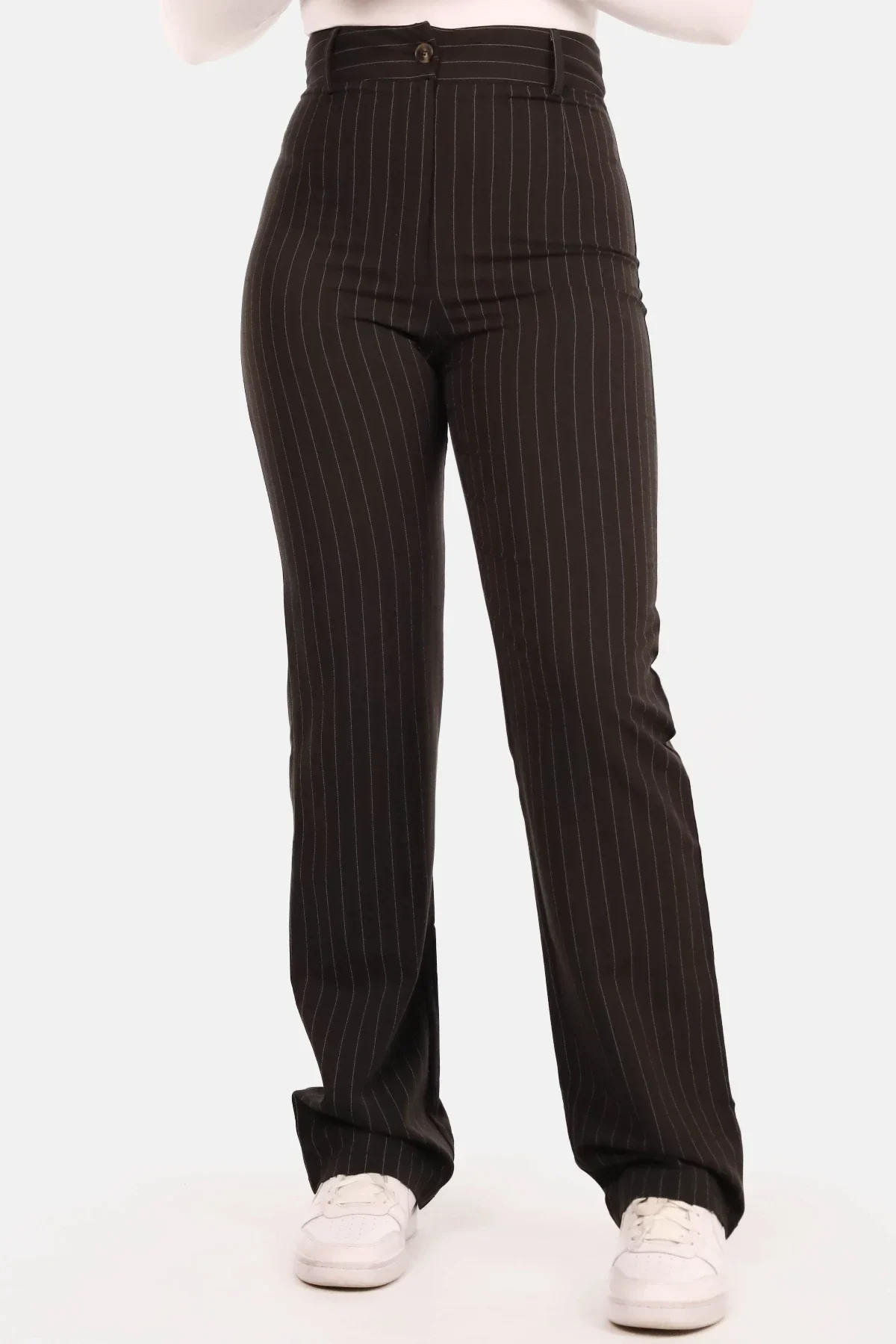 Pantalon krijtstreep straight zwart