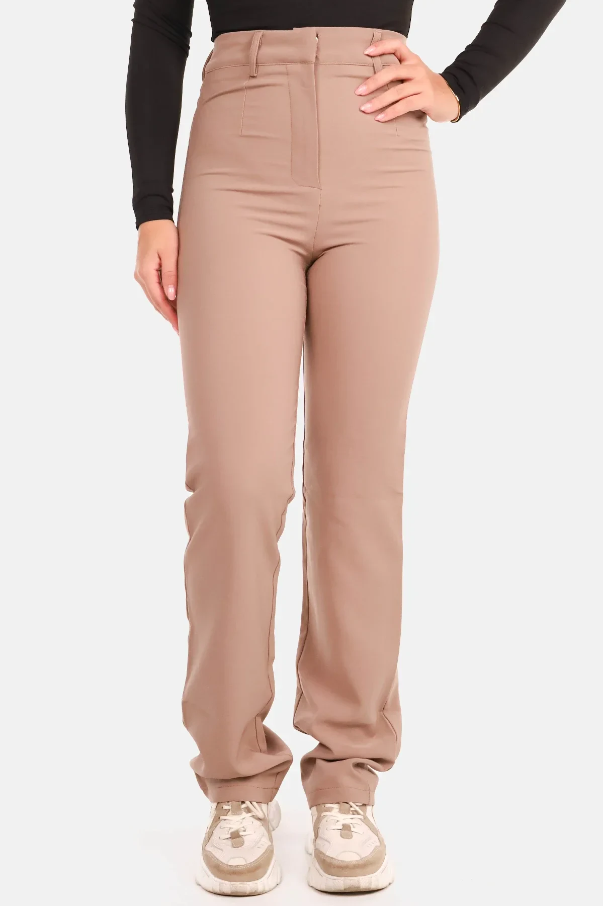 Pantalon premium straight donker taupe