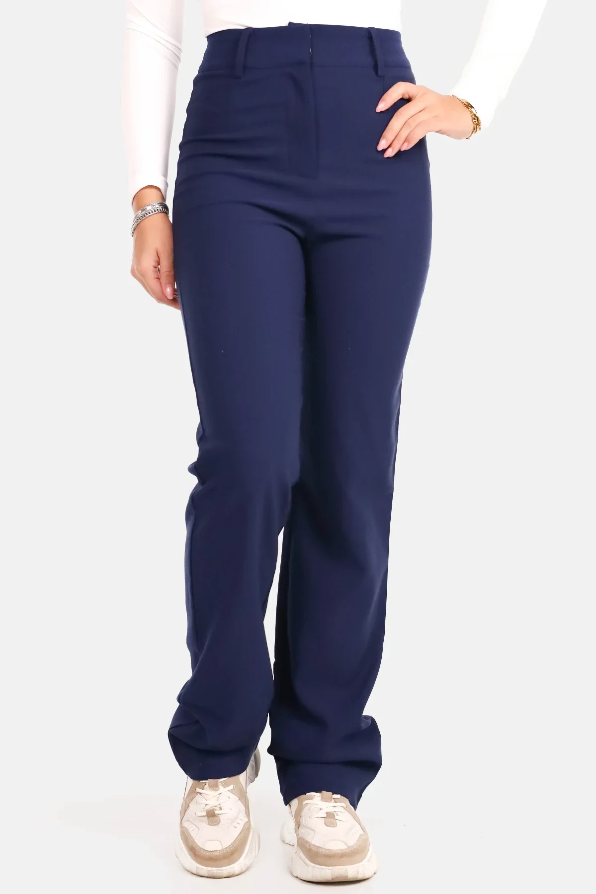 Pantalon premium straight donkerblauw