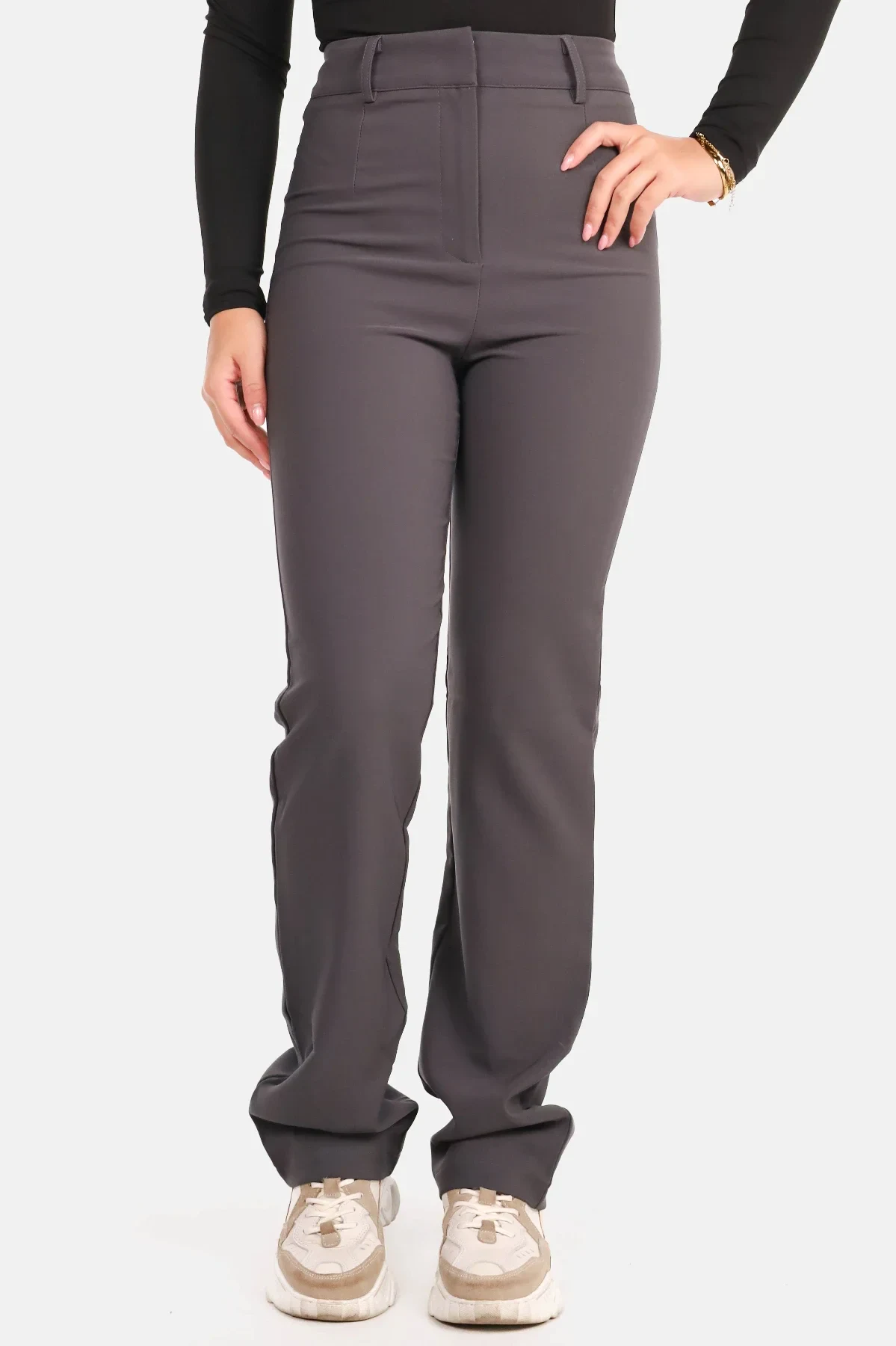 Pantalon premium straight donkergrijs