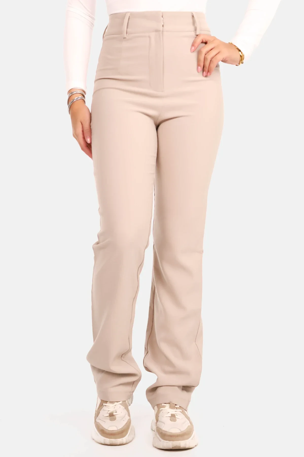 Pantalon premium straight licht taupe