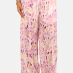 Plissébroek met bloemenprint roze