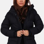 Puffer jas met taillekoord zwart