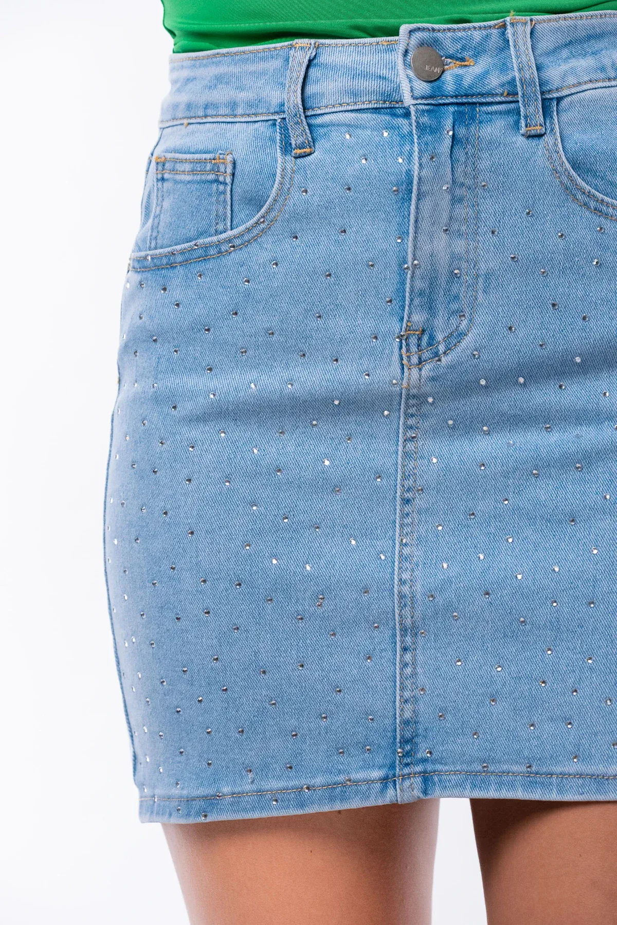 Rok denim glitter lichtblauw