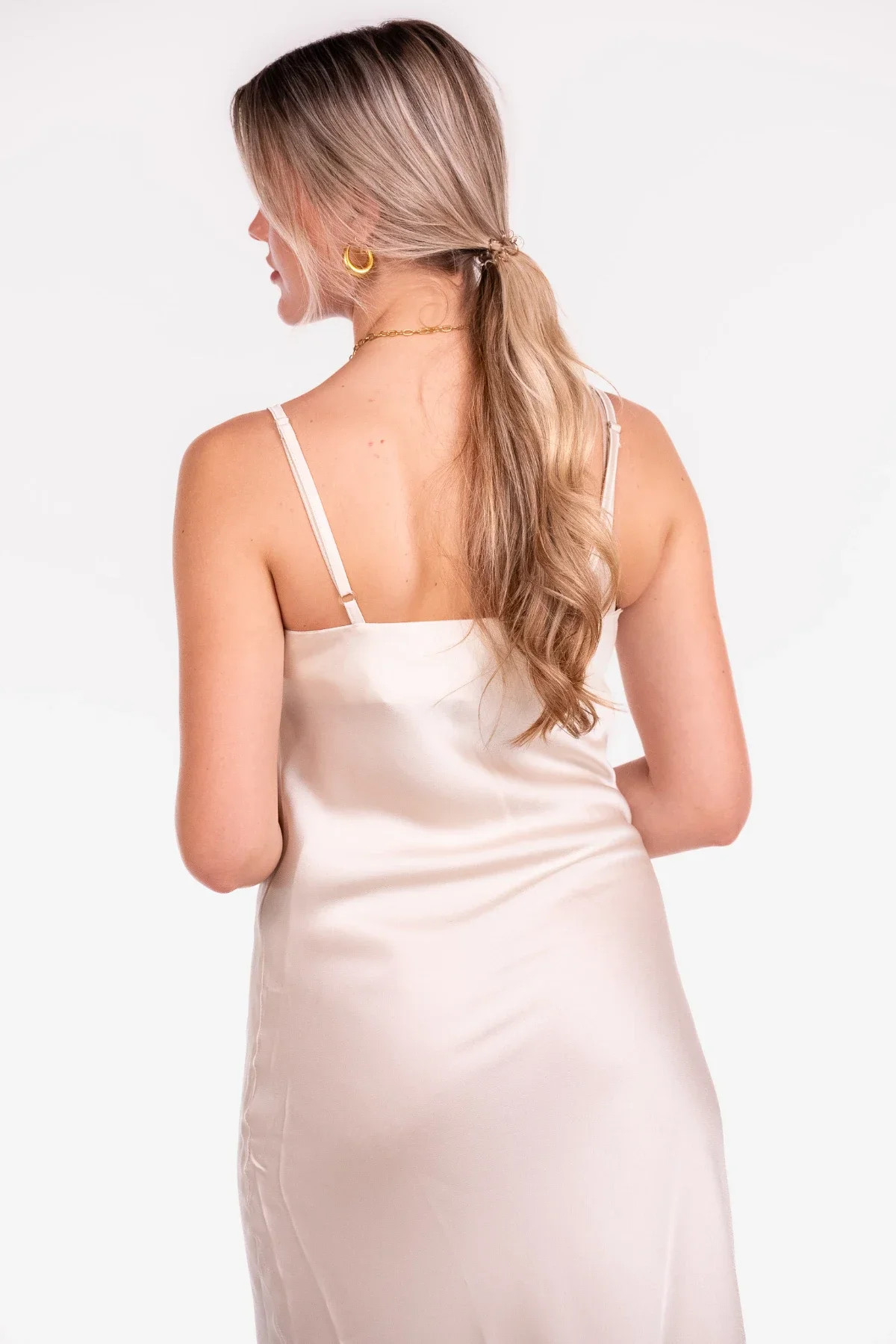 Satijnen jurkje creme - Afbeelding 5