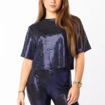 Shirt cropped party kobalt