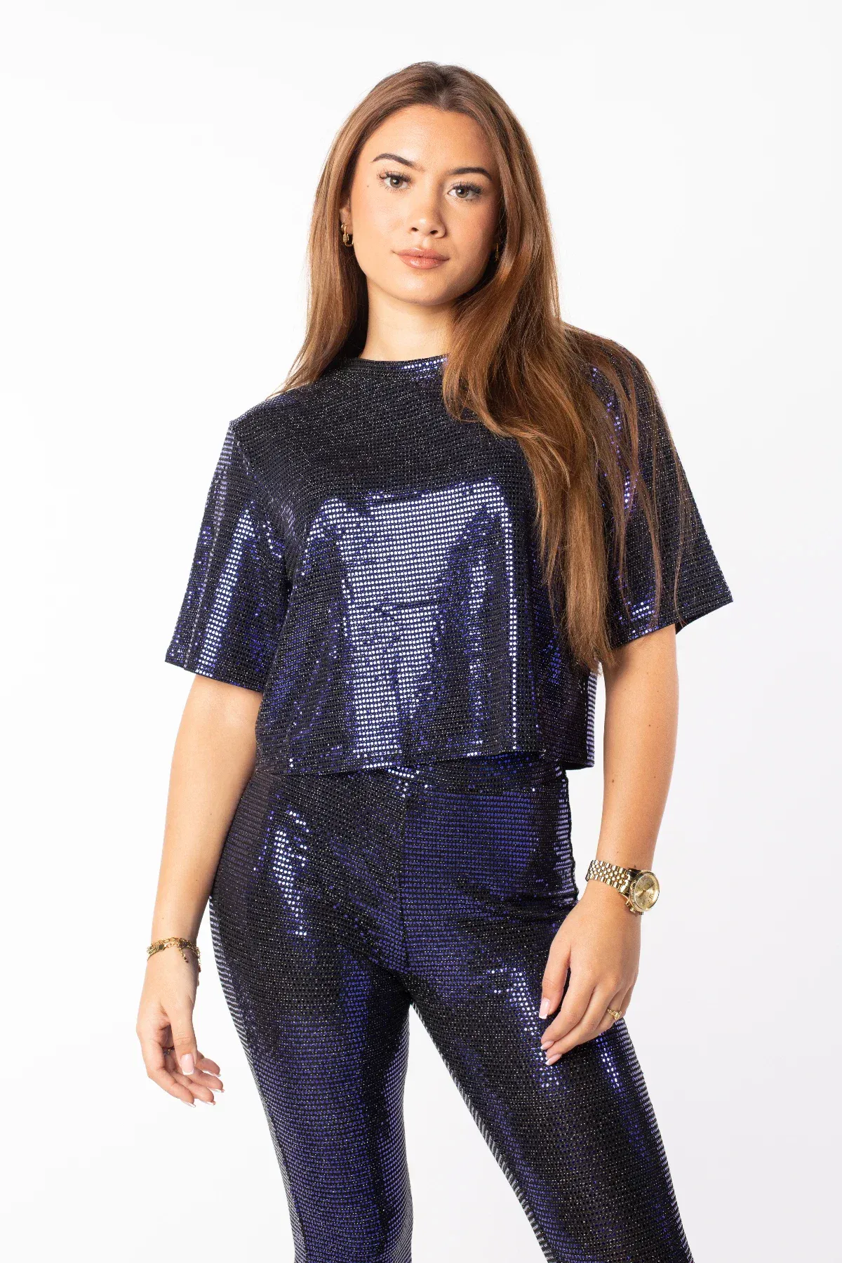 Shirt cropped party kobalt