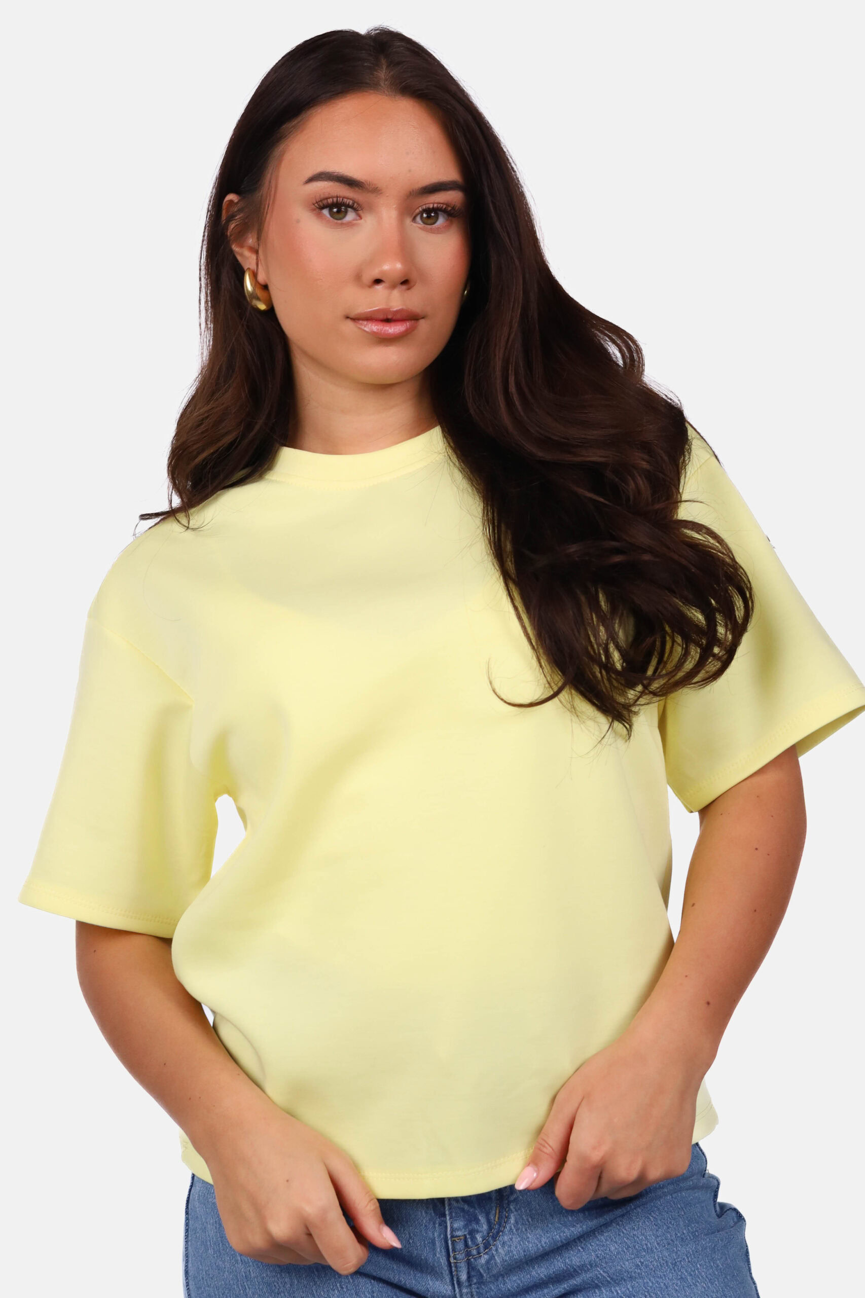 Shirt met relaxte pasvorm lichtgeel