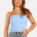 Strapless bandeautop aansluitend lichtblauw