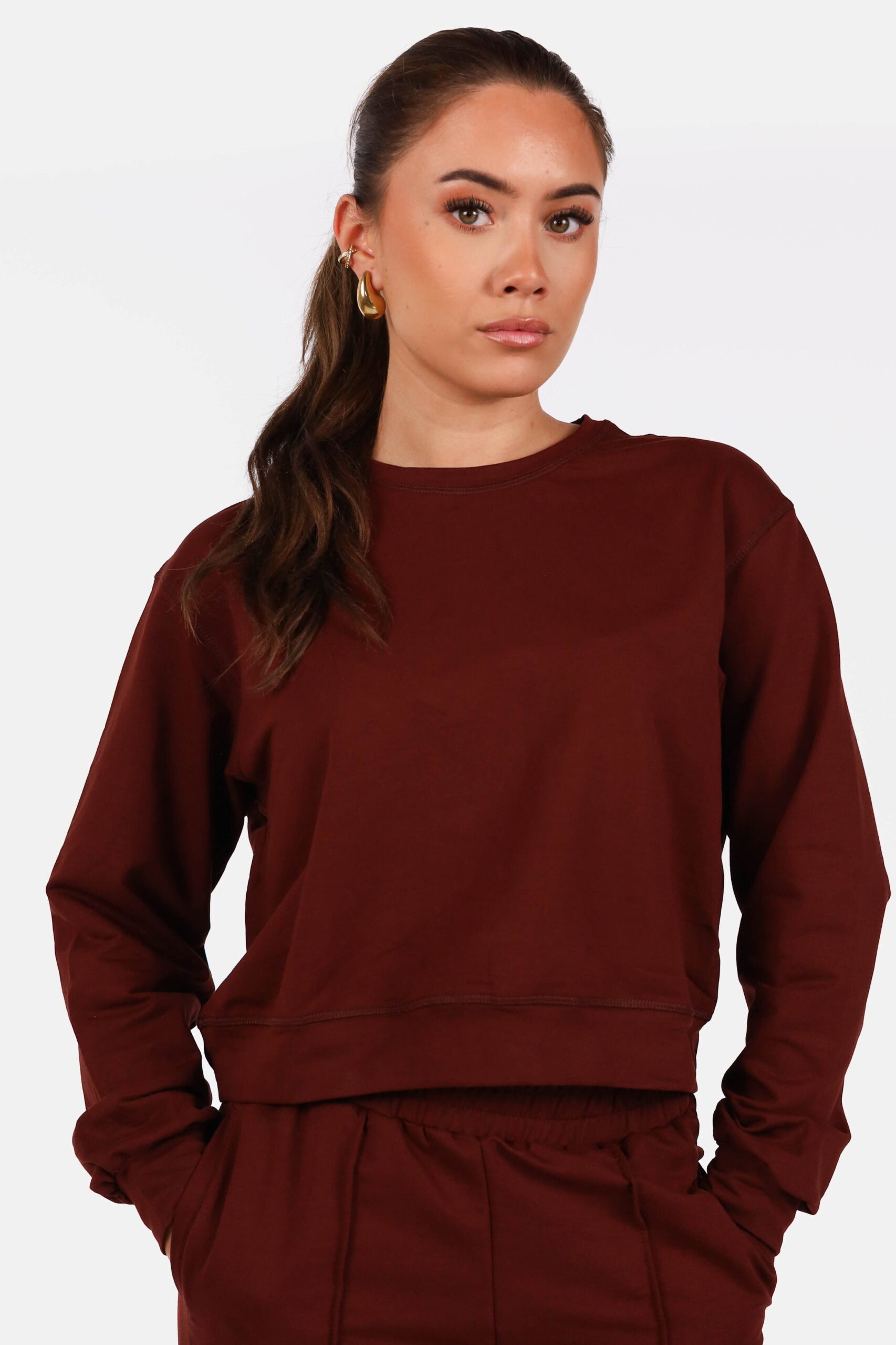 Sweater met casual fit bordeaux