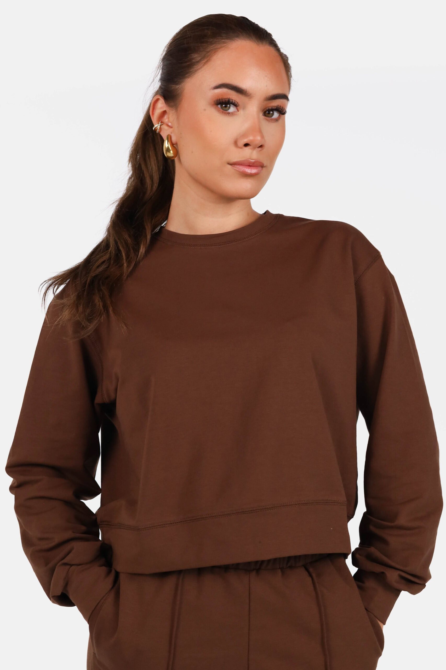 Sweater met casual fit bruin