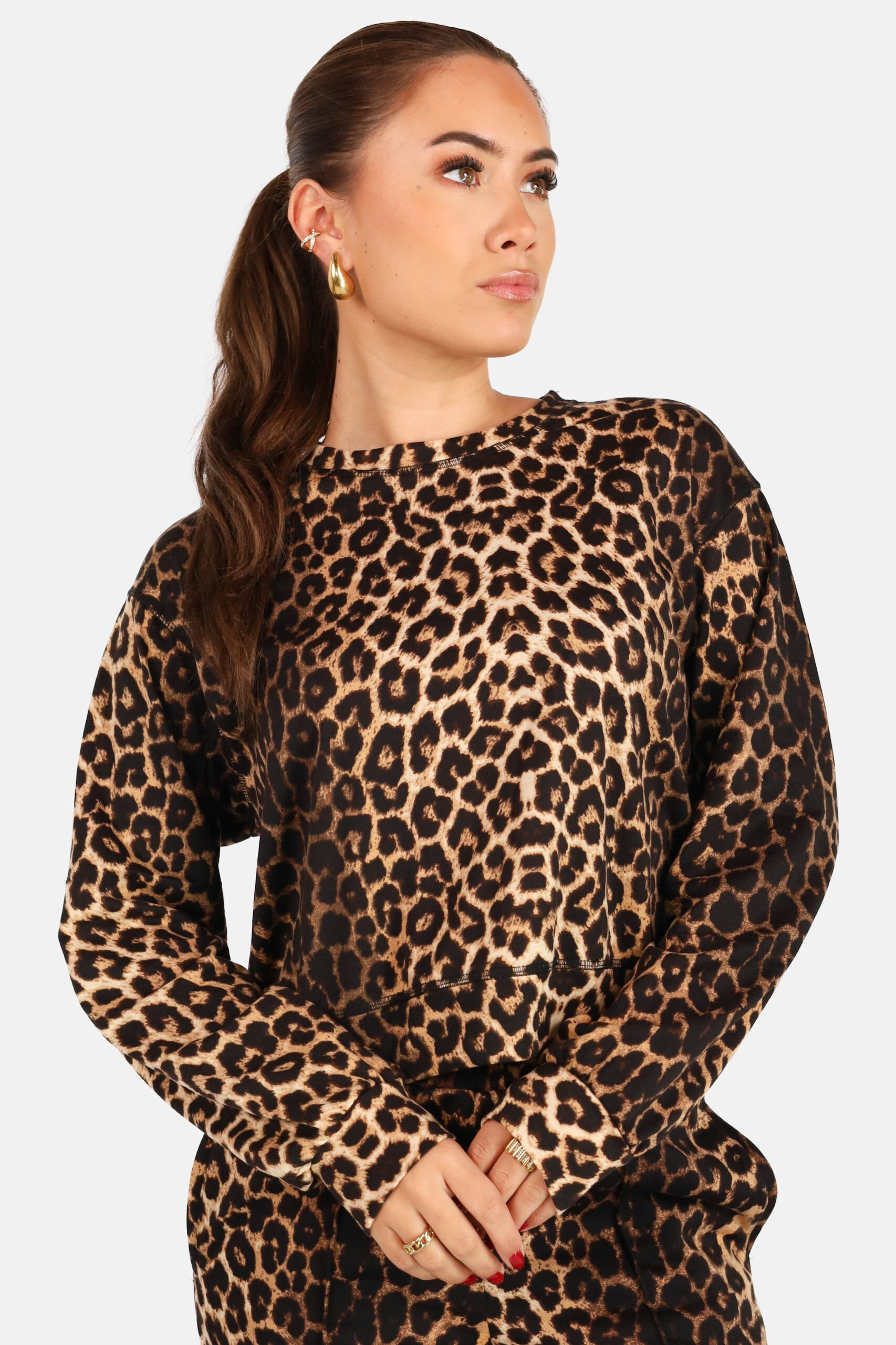 Sweater met casual fit leopard