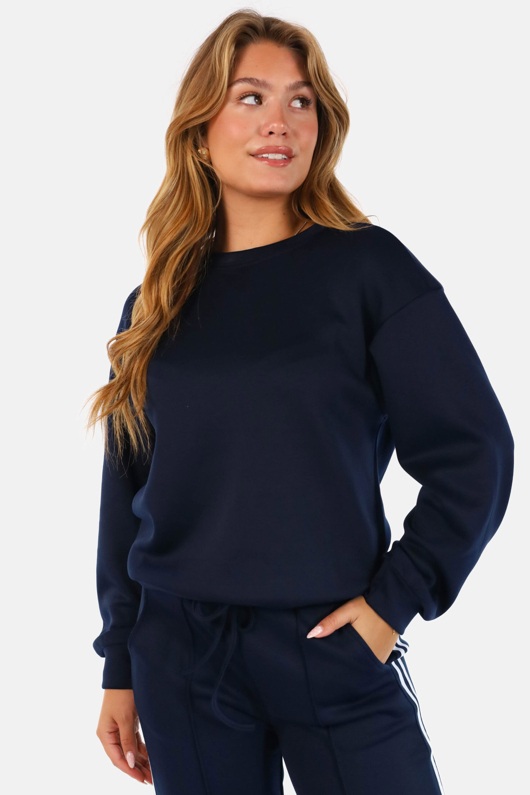 Sweater met relaxte pasvorm donkerblauw