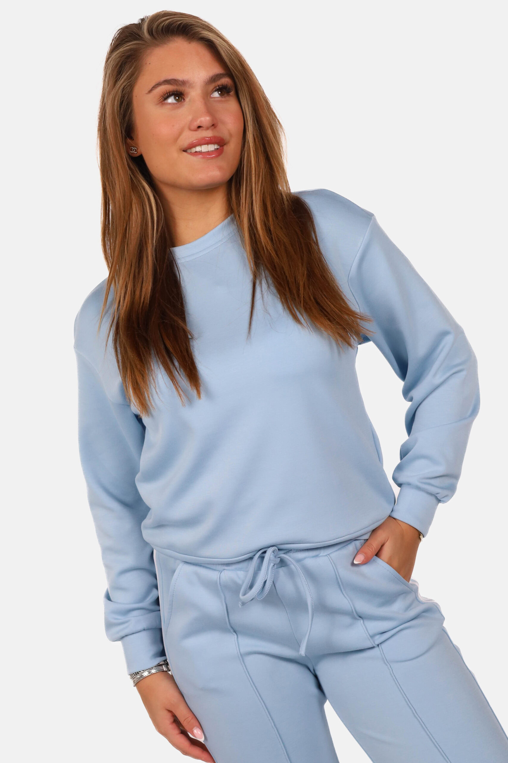 Sweater met relaxte pasvorm lichtblauw