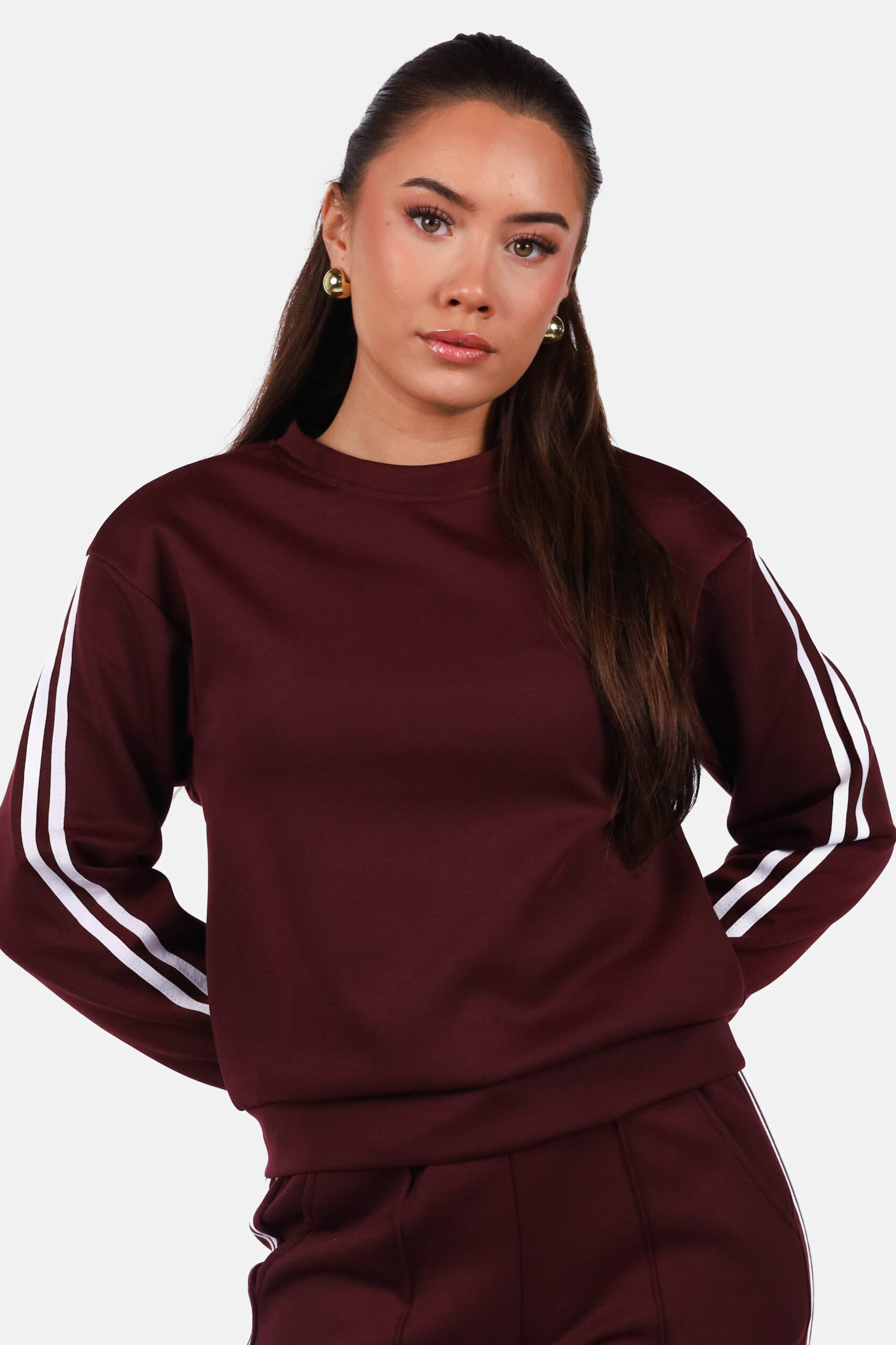 Sweater met relaxte pasvorm met strepen bordeaux