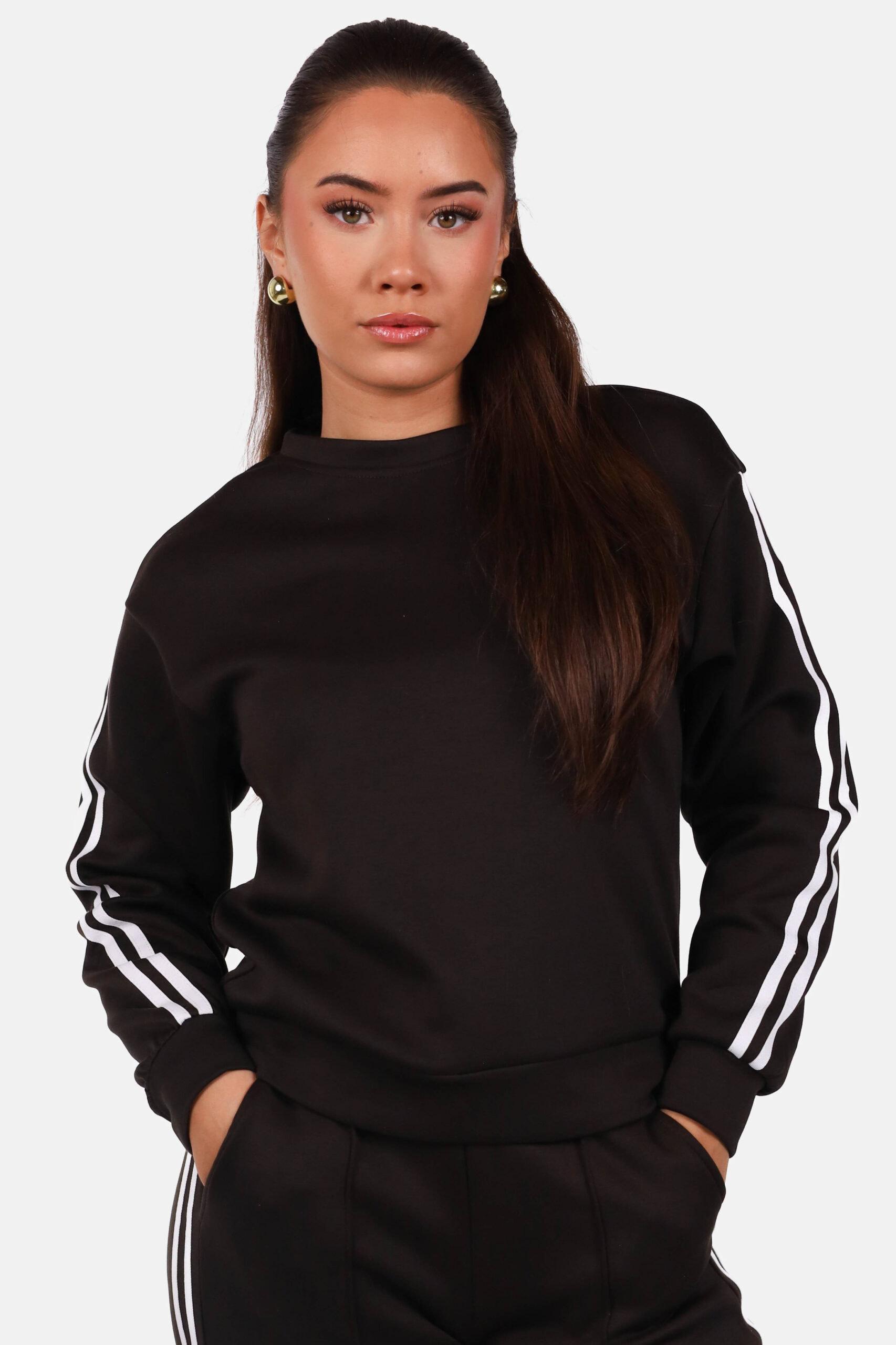 Sweater met relaxte pasvorm met strepen bruin