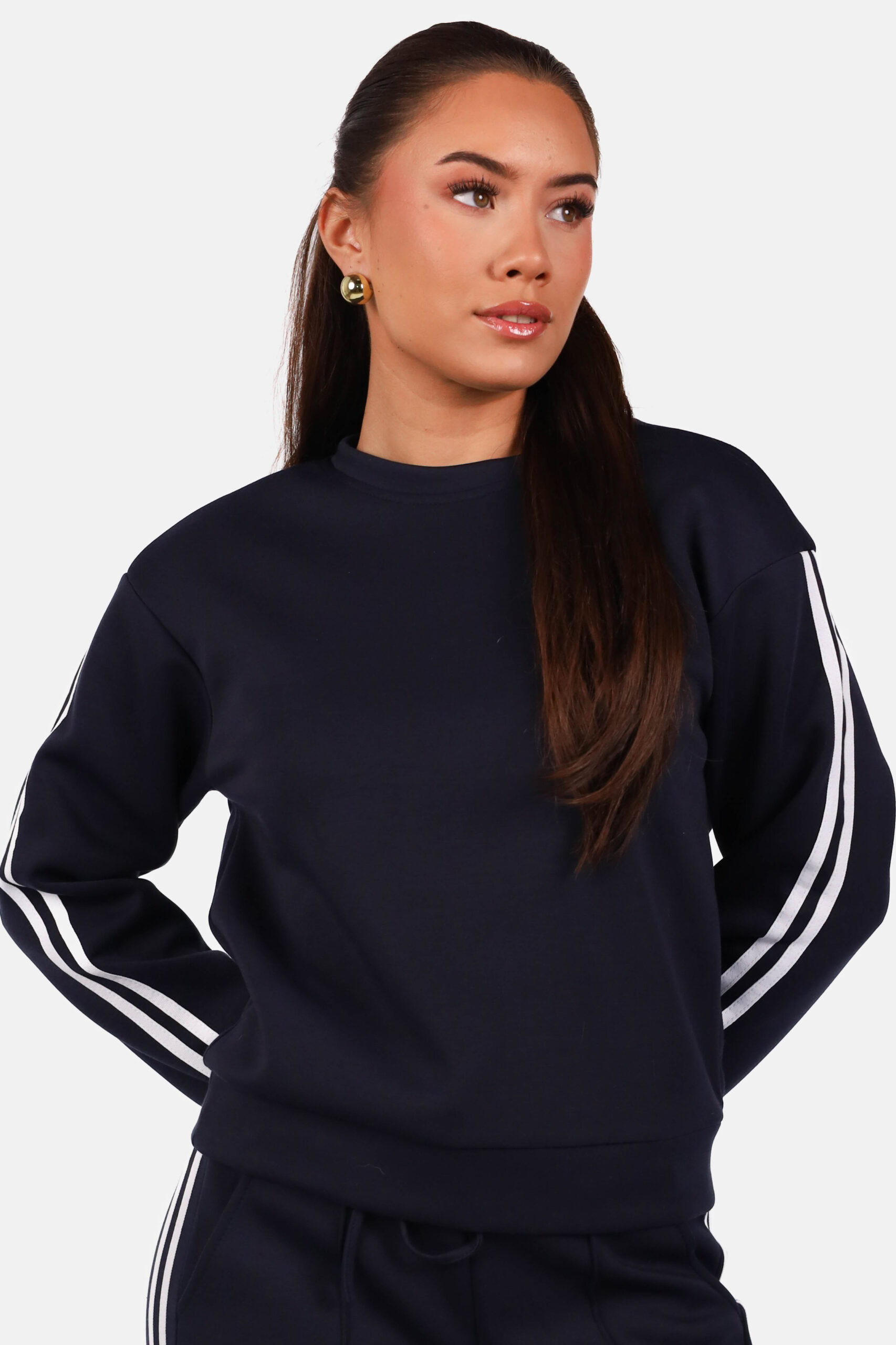 Sweater met relaxte pasvorm met strepen donkerblauw