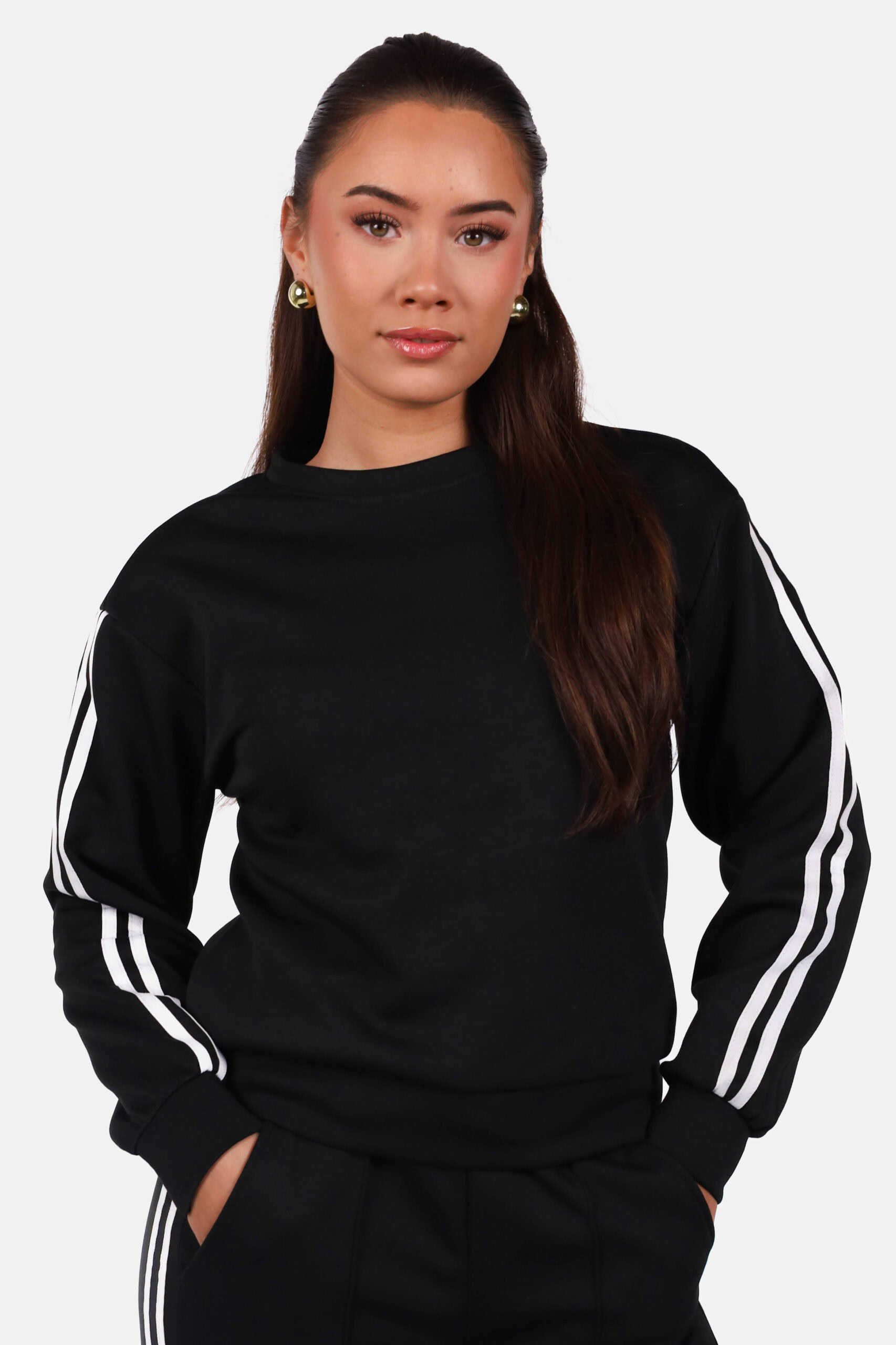 Sweater met relaxte pasvorm met strepen zwart