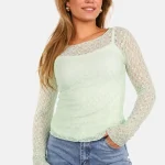 Transparante top van kant mint