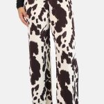 Wide leg broek comfy koeienprint bruin