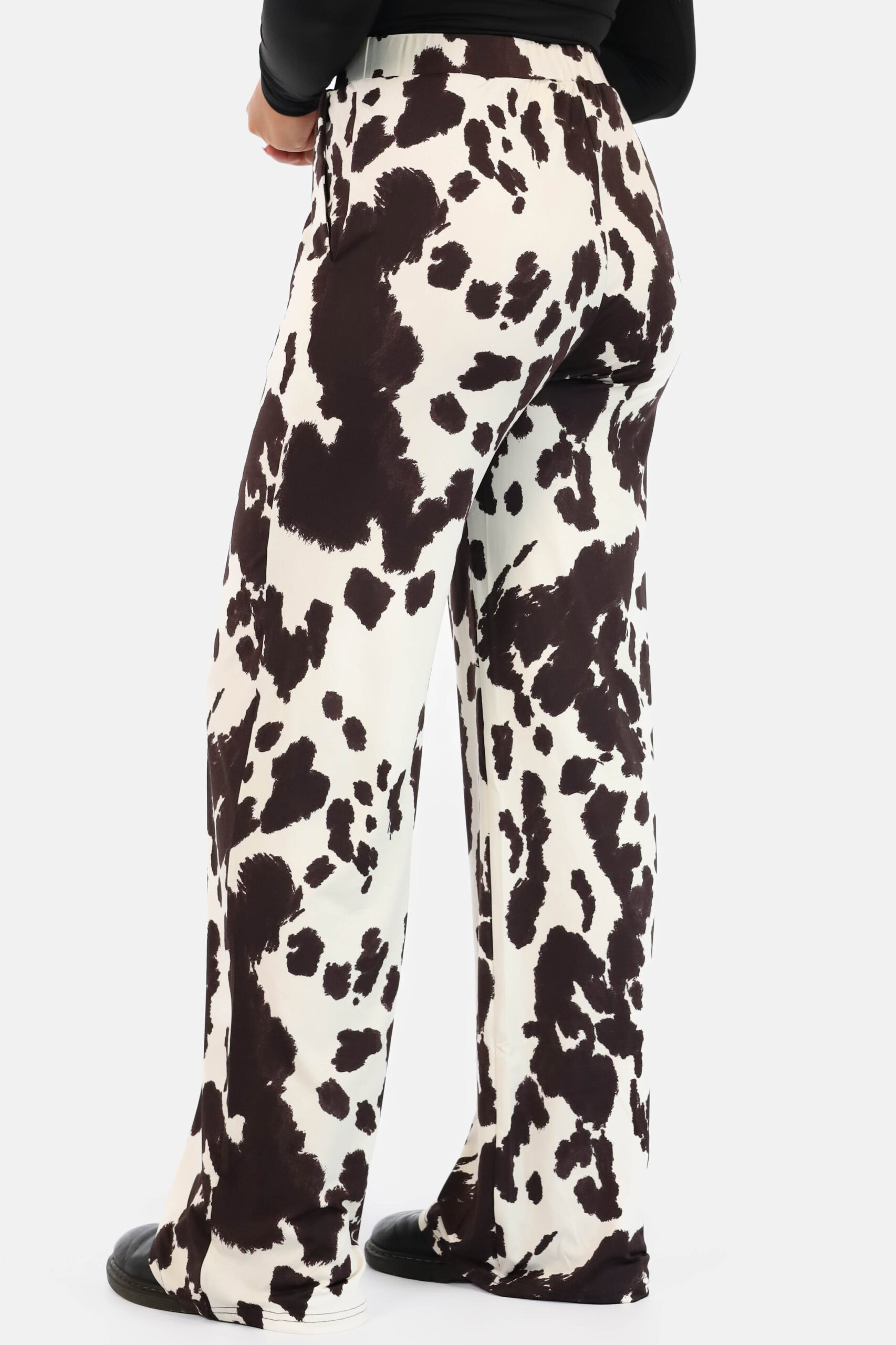 Wide leg broek comfy koeienprint bruin - Afbeelding 4