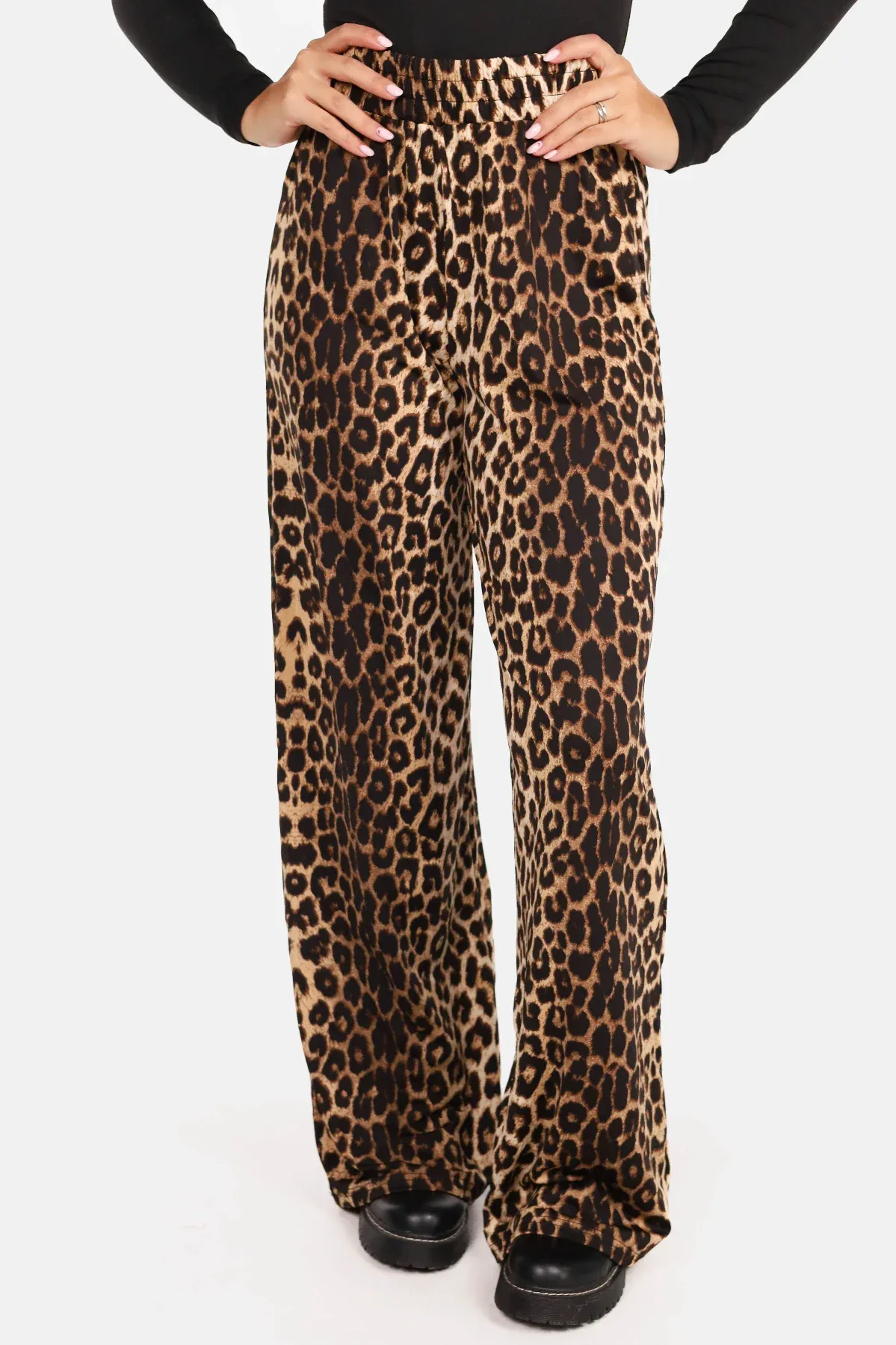 Wide leg broek comfy leopard