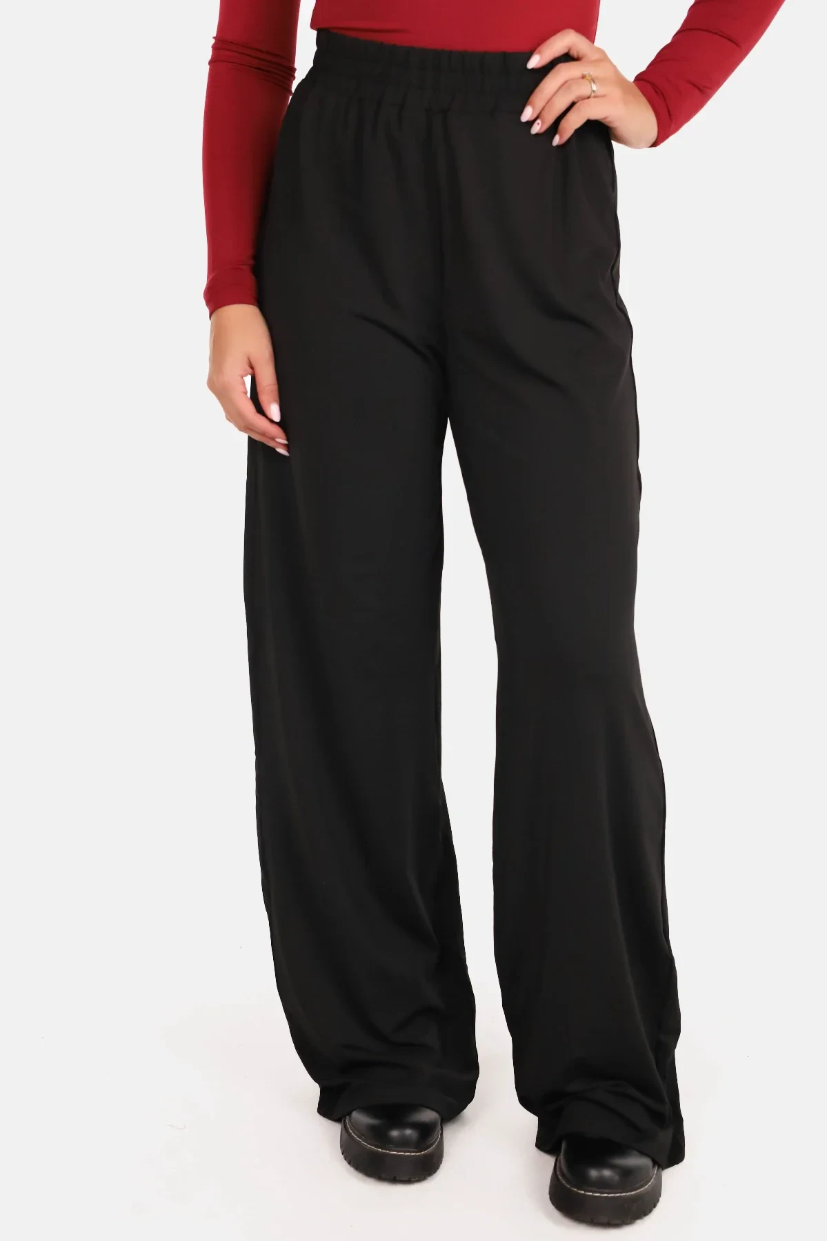 Wide leg broek comfy zwart