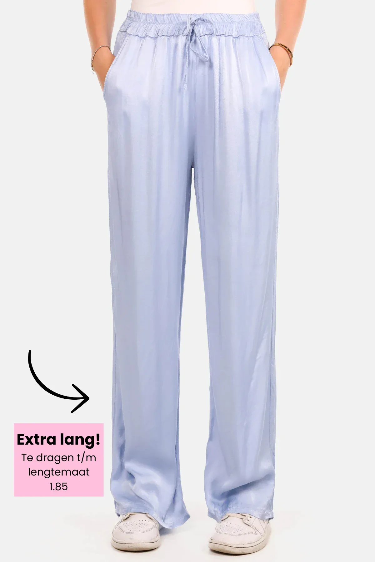 Wide leg broek met glans lichtblauw