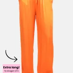Wide leg broek met glans oranje