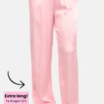 Wide leg broek met glans roze