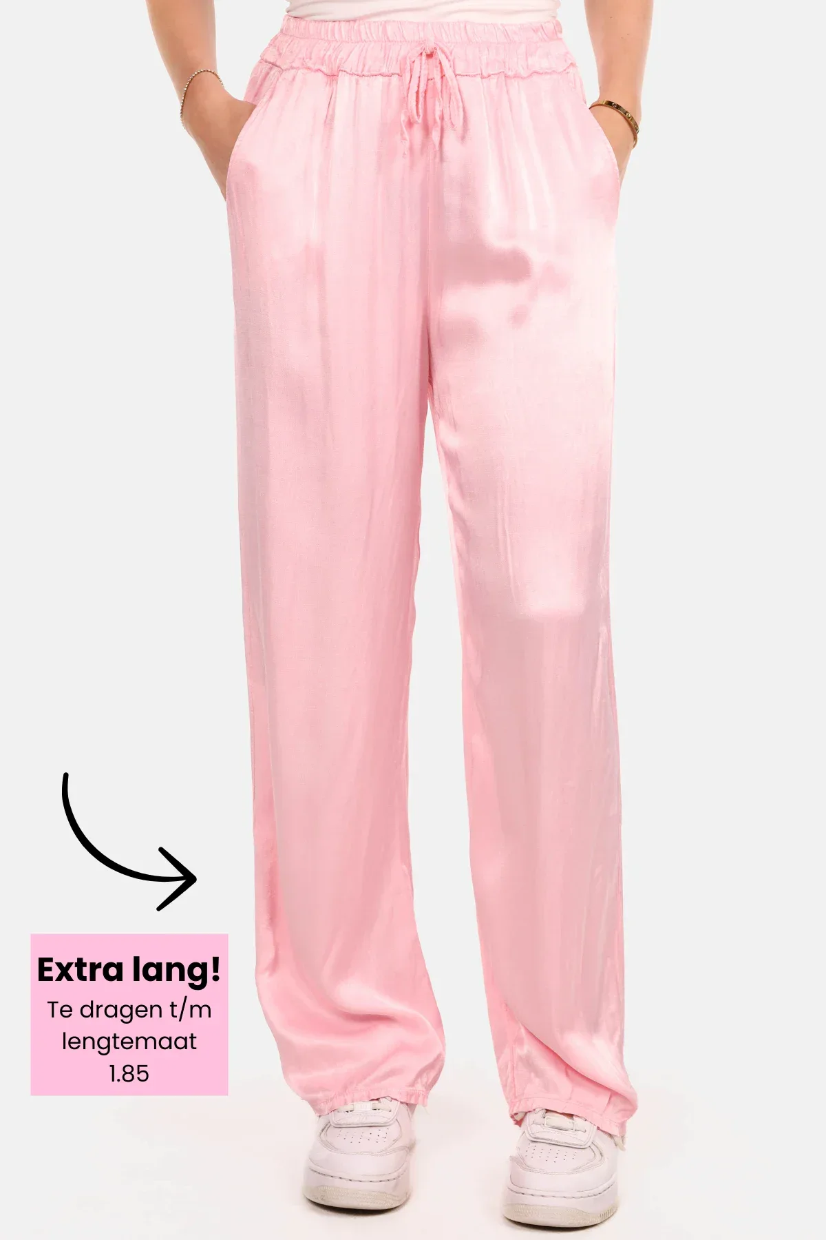 Wide leg broek met glans roze