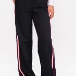 Wide leg broek stripe zwart